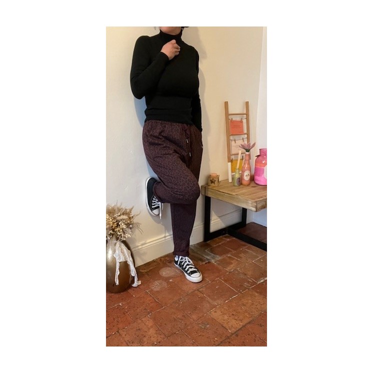 pantajogg léopard bordeaux et noir-chic confortable sportwear