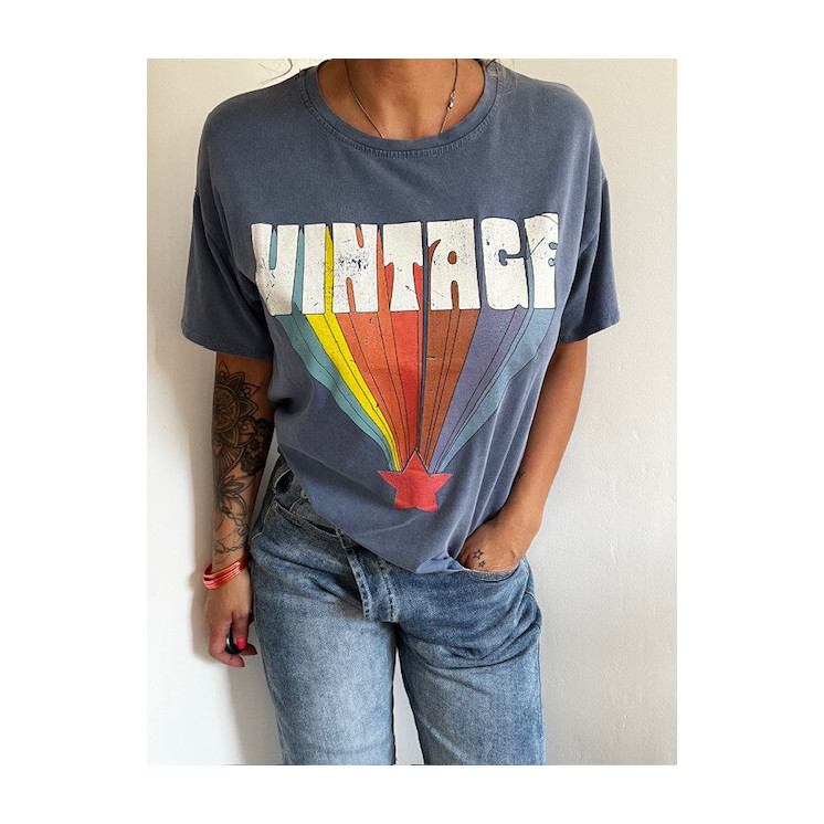 TEE-SHIRT VINTAGE (BLEU)